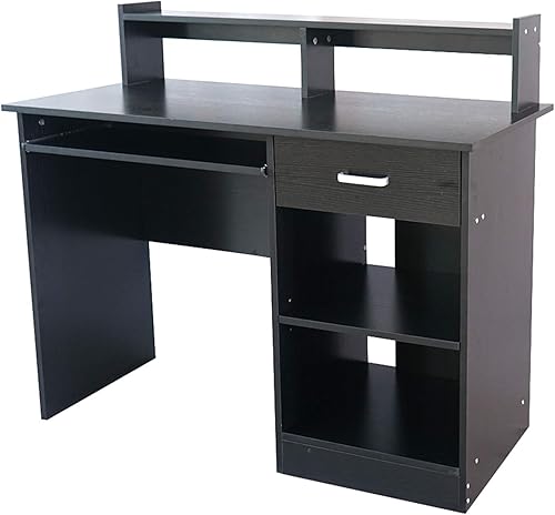 Miniatura 7 de General Style Modern E1 - Escritorio para computadora de aglomerado de 0.591 in con estante de almacenamiento de escritura para oficina en casa,