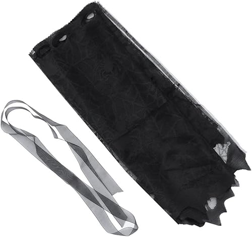 Miniatura 8 de VALICLUD 2 cortinas de encaje de Halloween para ventana, mantel de telaraña, diseño de murciélagos, cortina de puerta de encaje negro, pantalla de