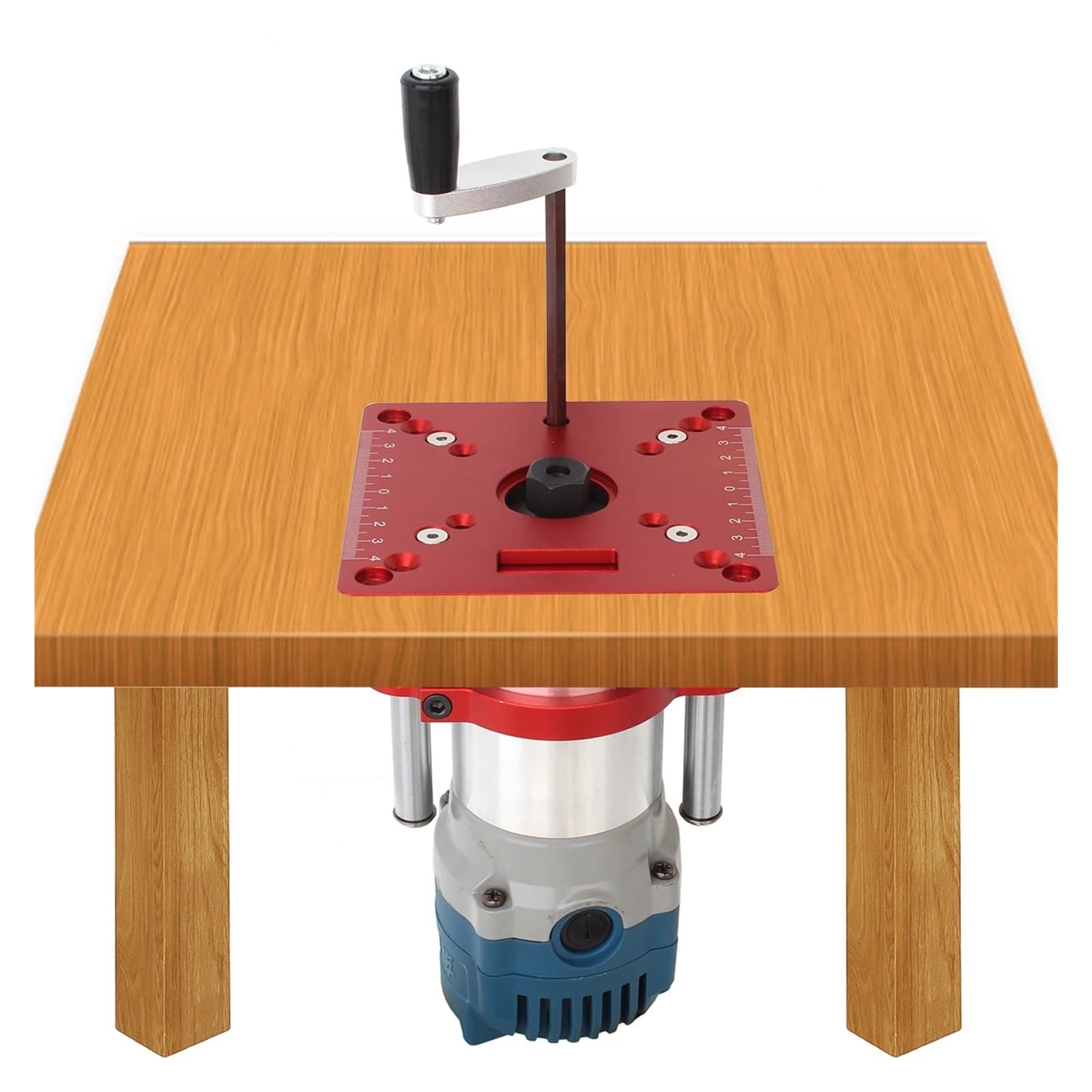 Enrutador de precisión, elevador de carpintería, placa de inserción de mesa, Base de elevación, herramientas de grabado DIY for motores de 63,5-65mm de diámetro(Red)