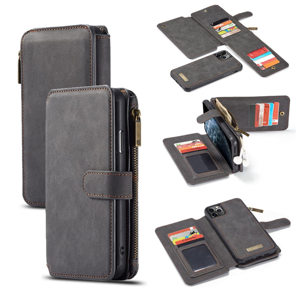 Retro Wallet Case Coque para iPhone 12 13 11 Pro XS MAX XR X Flip Funda de Cuero para iPhone SE 2020 8 7 6 6S Plus 5 Bag Etui Funda, Negro, para iPhone XR (6.1 Pulgadas)