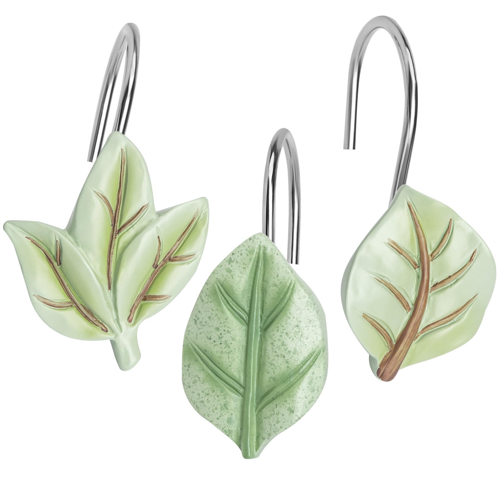 Anneaux de Rideau de Douche Eucalyptus Anti-Rouille 12 pcs