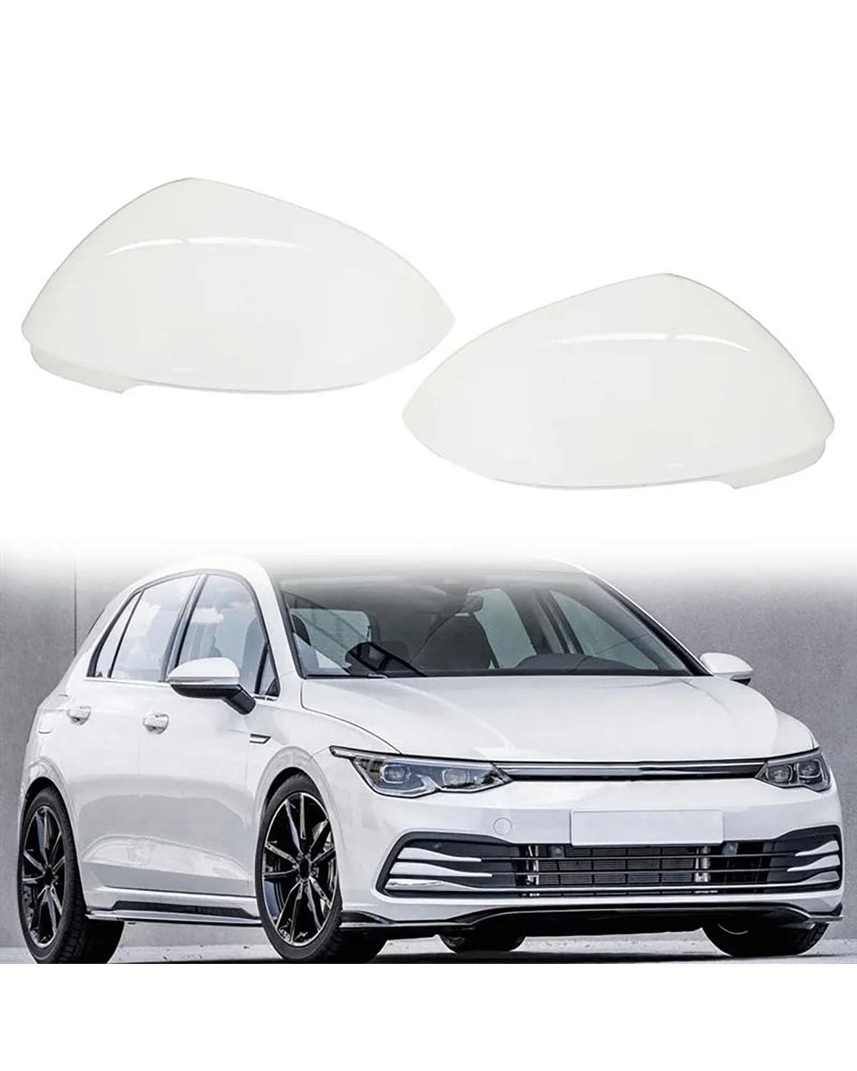 Spiegelkappen Für Golf 8 Für MK8 2021 2022 Auto Weiß Rückspiegel Seitenglas Spiegelabdeckung Verkleidung Rückspiegelabdeckungen Schale Links 5H0857537 Auto Spiegelkappen