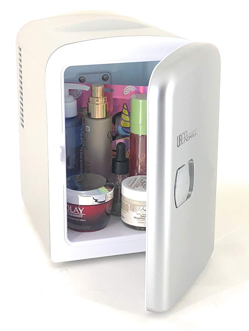 Uber Appliance UB-CH1-SILVER Uber Chill Mini Fridge 6-can portable Thermoelectric Cooler and Warmer mini fridge for bedroom, office or dorm (Gun Metal silver), view 10