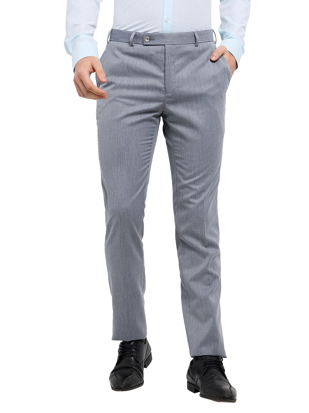 raymond Men Slim Fit Solid Pattern Poly Viscose Blend Flat Front Formal Trouser (Size:42)-RMTS05751 Medium Grey-picture-28
