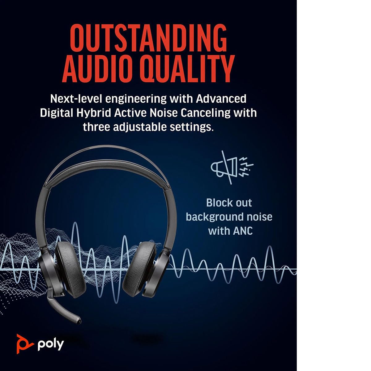 Poly Voyager Focus 2 USB-C-C Headset +USB-C/A Adapter + Charging Stand