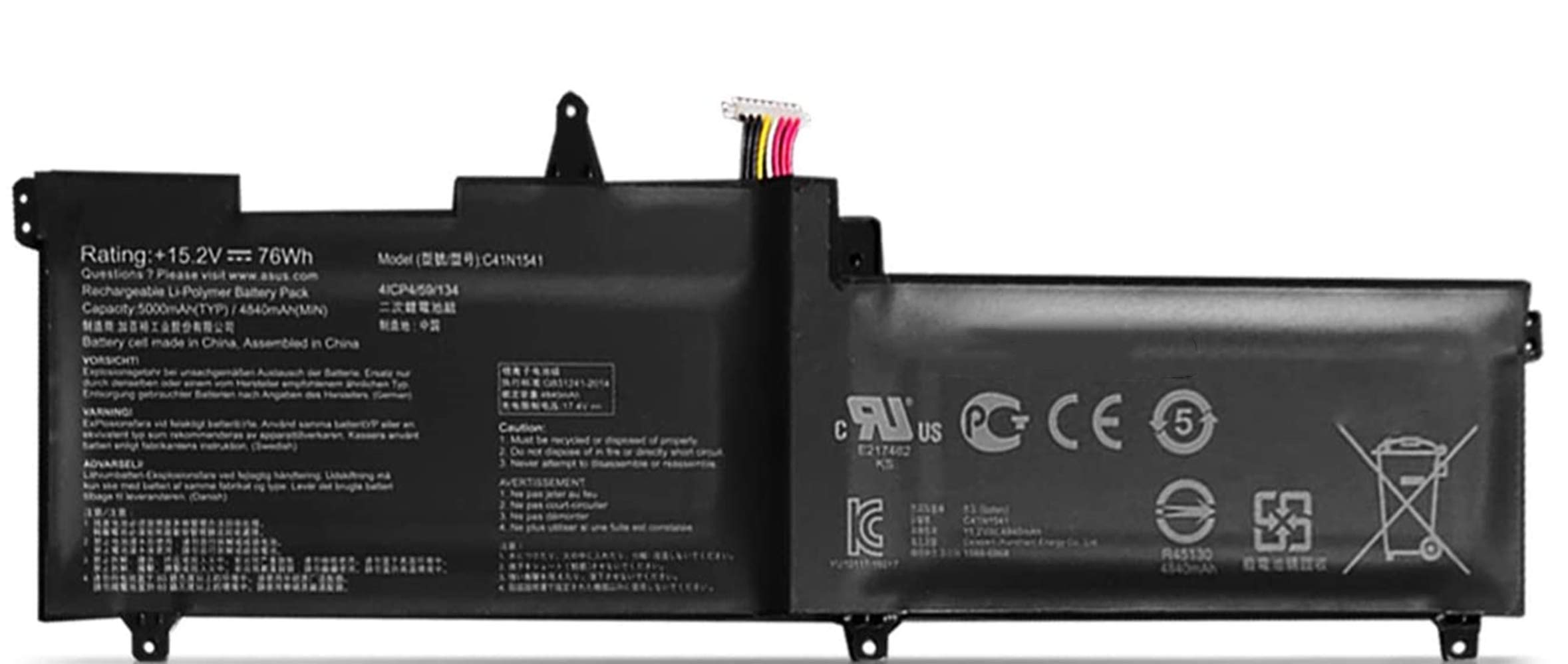 15.2V 76Wh C41N1541 Laptop Battery for Asus ROG Strix GL702V GL702VS GL702VS-BI7N12 GL702VT GL702VT-GC026T GL702VM GL702VM1A GL702VM-DB71 0B200-02070000