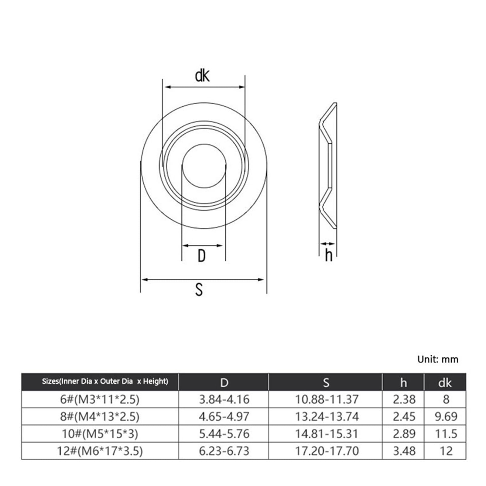 Lavacristalli di coni, Rondella conica in acciaio inossidabile 304 M3 M4 M5 M6 Rondella concava-convessa svasata Rondella decorativa cava a occhio di pesce(50PCS-M5X15X3MM)