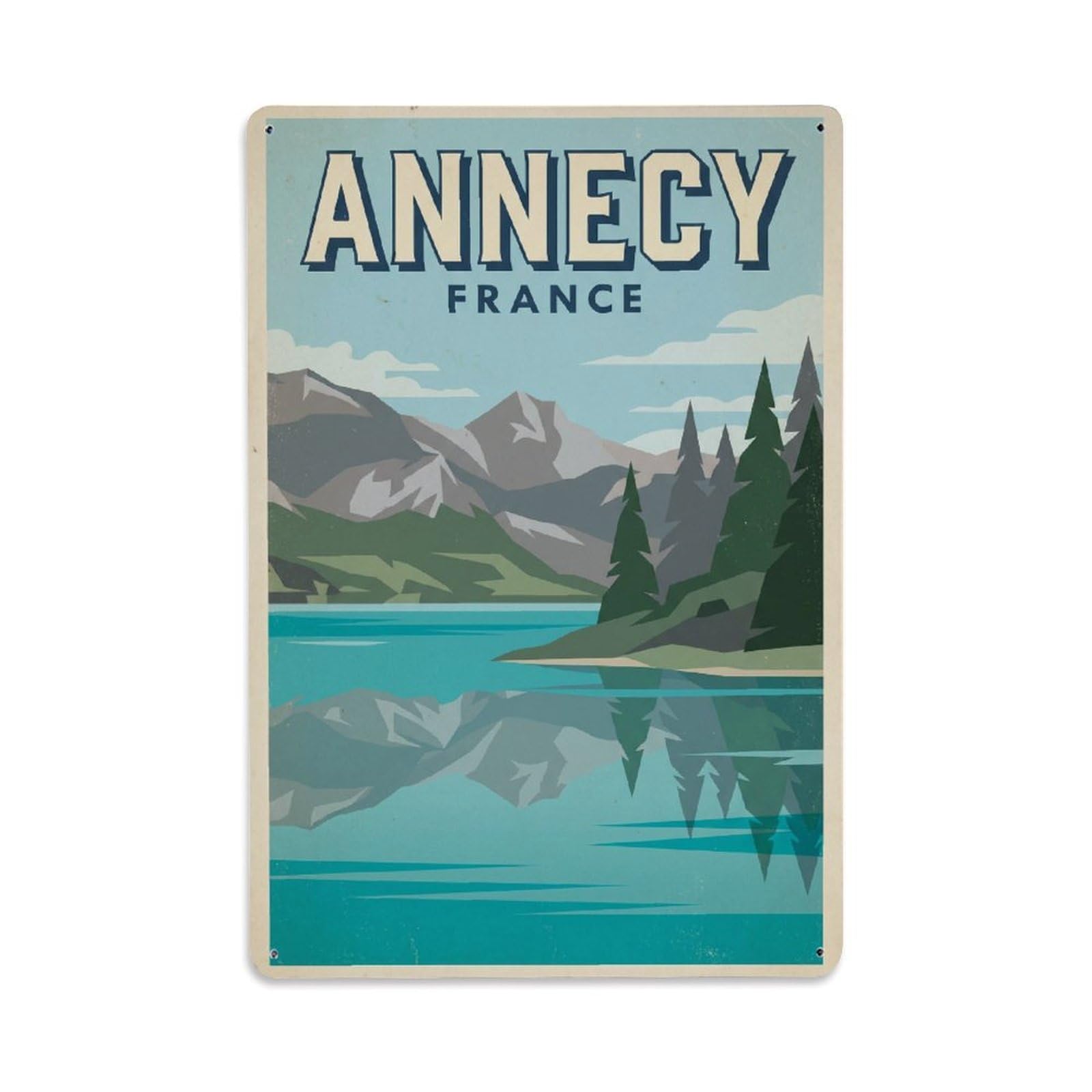 France Annecy Vintage Metal Tin Sign Plaque Wall Decor for Cafe, Club Bar, Office, Garden Metal Poster 8x12Inch
