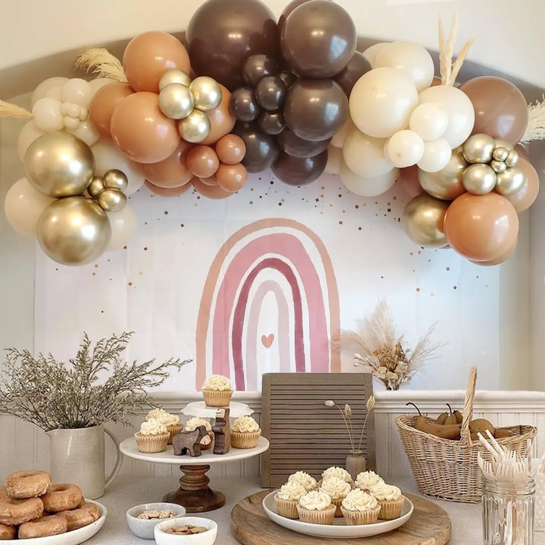 Braune und goldene Luftballons, 30,5 cm, Retro, Braun, Metallic, Goldballon, Kakao, Kaffee, Bräune, Nude, Luftballons für neutrale Bären, Babyparty, Geburtstag, Erntedankfest, Party-Dekorationen
