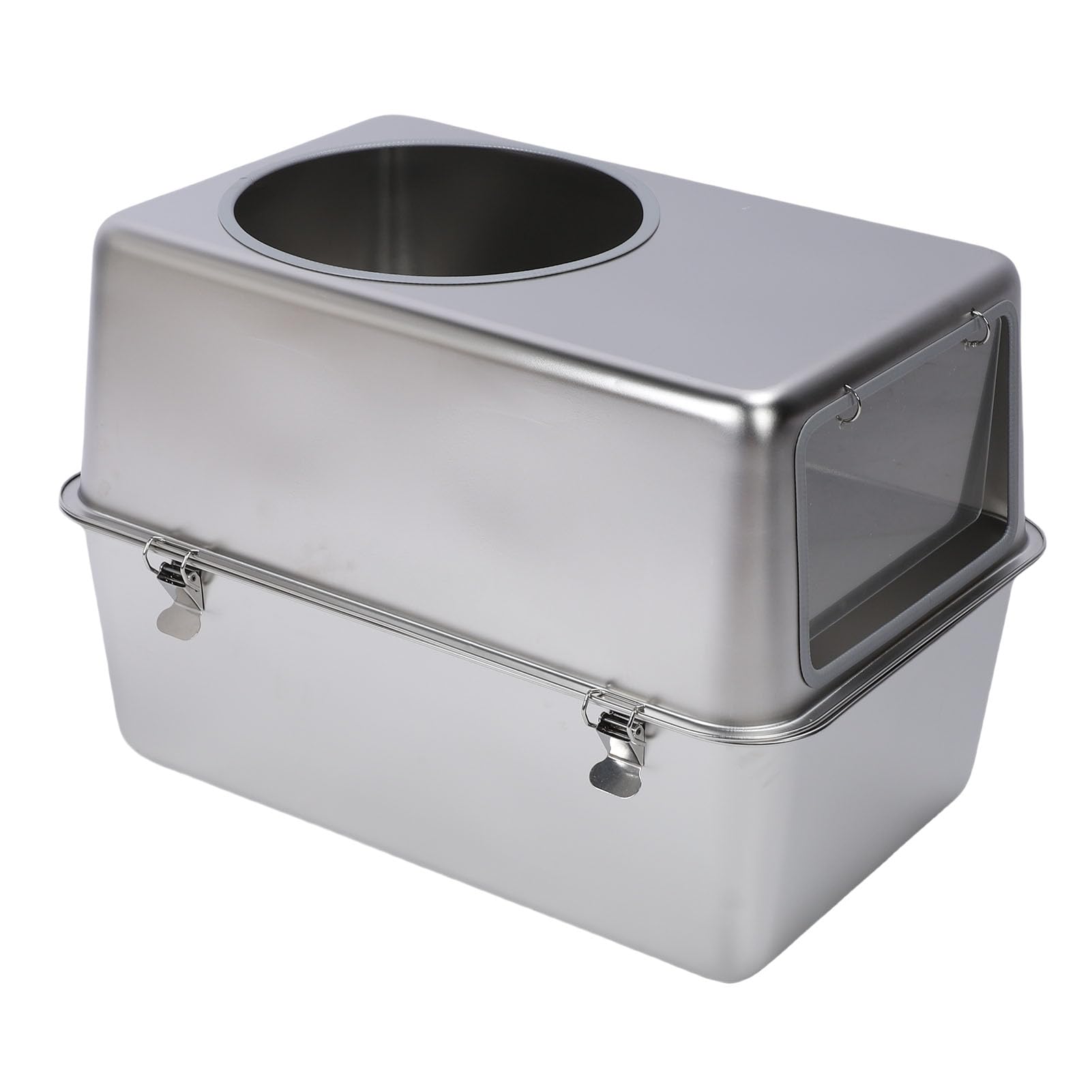 Generic Cassetta Igienica in Acciaio Inox con Ingresso Laterale Alto, Adatta per Gatti di Grandi Dimensioni per la Gestione degli Odori
