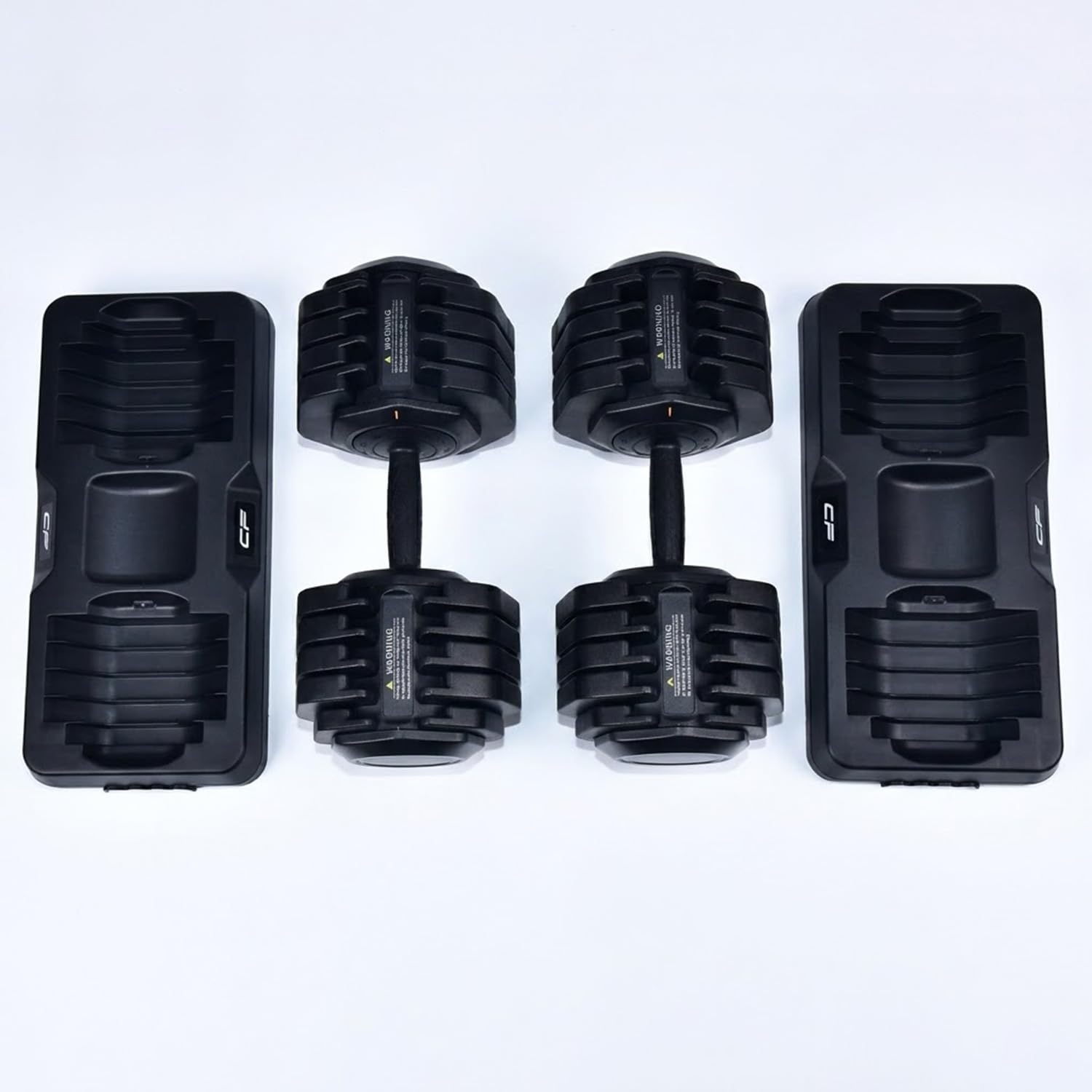 Clover Fitness Set di 2 manubri regolabili da 5 a 41 kg, per palestra a casa, regolazione rapida, design compatto con basi incluse