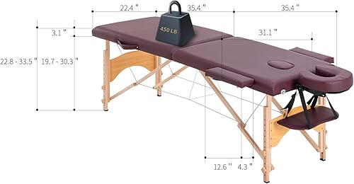 Miniatura 6 de Artechworks Mesa de masaje, cama de masaje, 2 camas plegables y portátiles para extensiones de pestañas, mesa de tatuaje de belleza, ajustable,