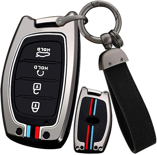 Miniatura 9 de ontto Funda para llavero Hyundai de 4 botones, carcasa de metal, protector de llave de silicona antiarañazos, compatible con Hyundai, Elantra,