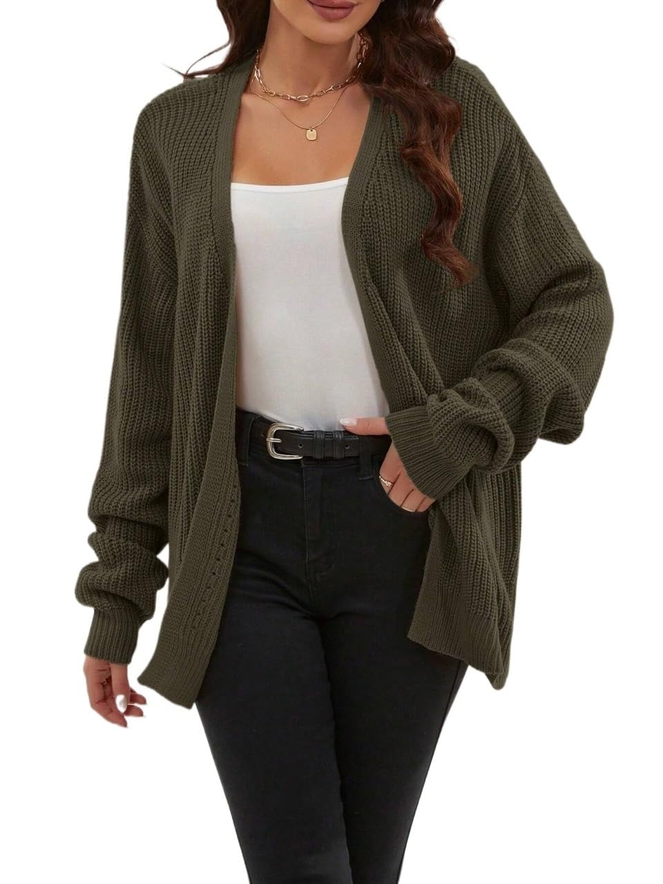 Womens Fashion Cardigan Sweater Solid Color Casual Outfits for Women