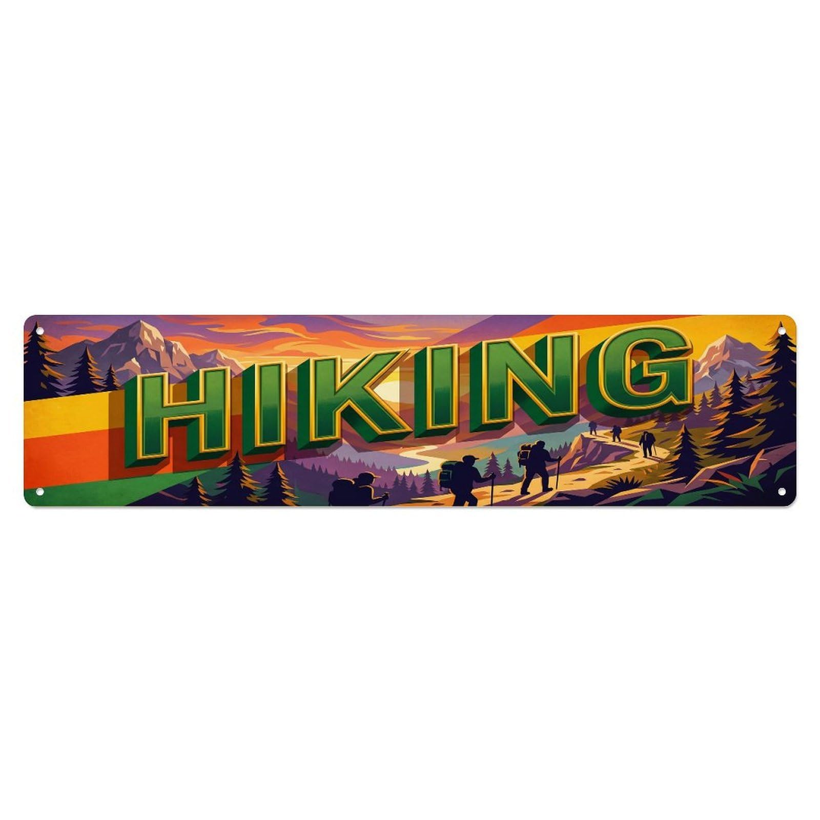 Cmhok Vintage Style Vintage Hiking Outdoor Activity Sports Metal Tin Sign Wall Decor For Cafe, Club, Garden Metal Poster 4X16inch