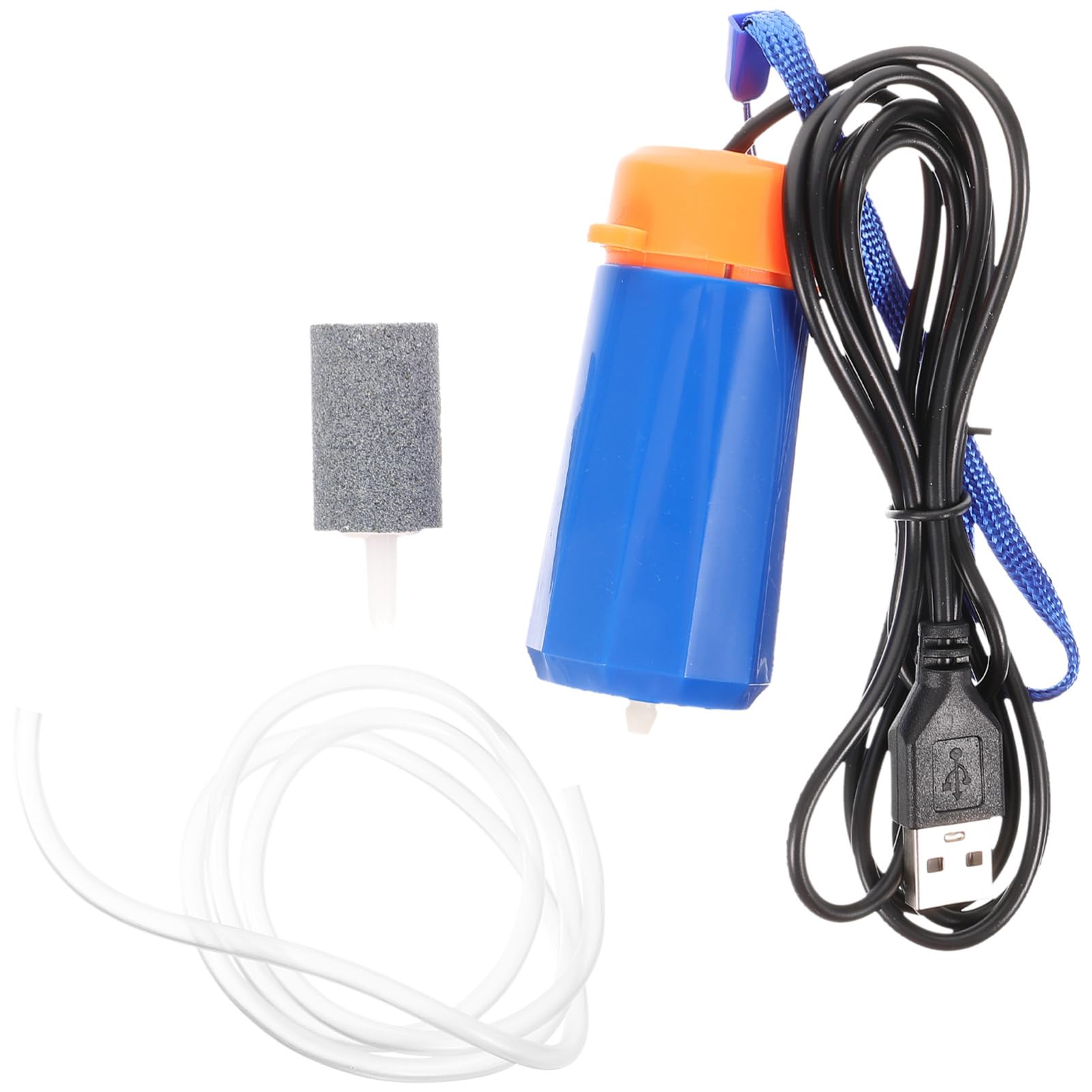 Happyyami Bomba De Oxigeno USB Inflables Manguera Aire Inflador Drenar Fluir Tanque Equipo Calentador Sin Cable Automático Sumergible Batería Pequeña Pecera Esponja Válvula Agua Abs