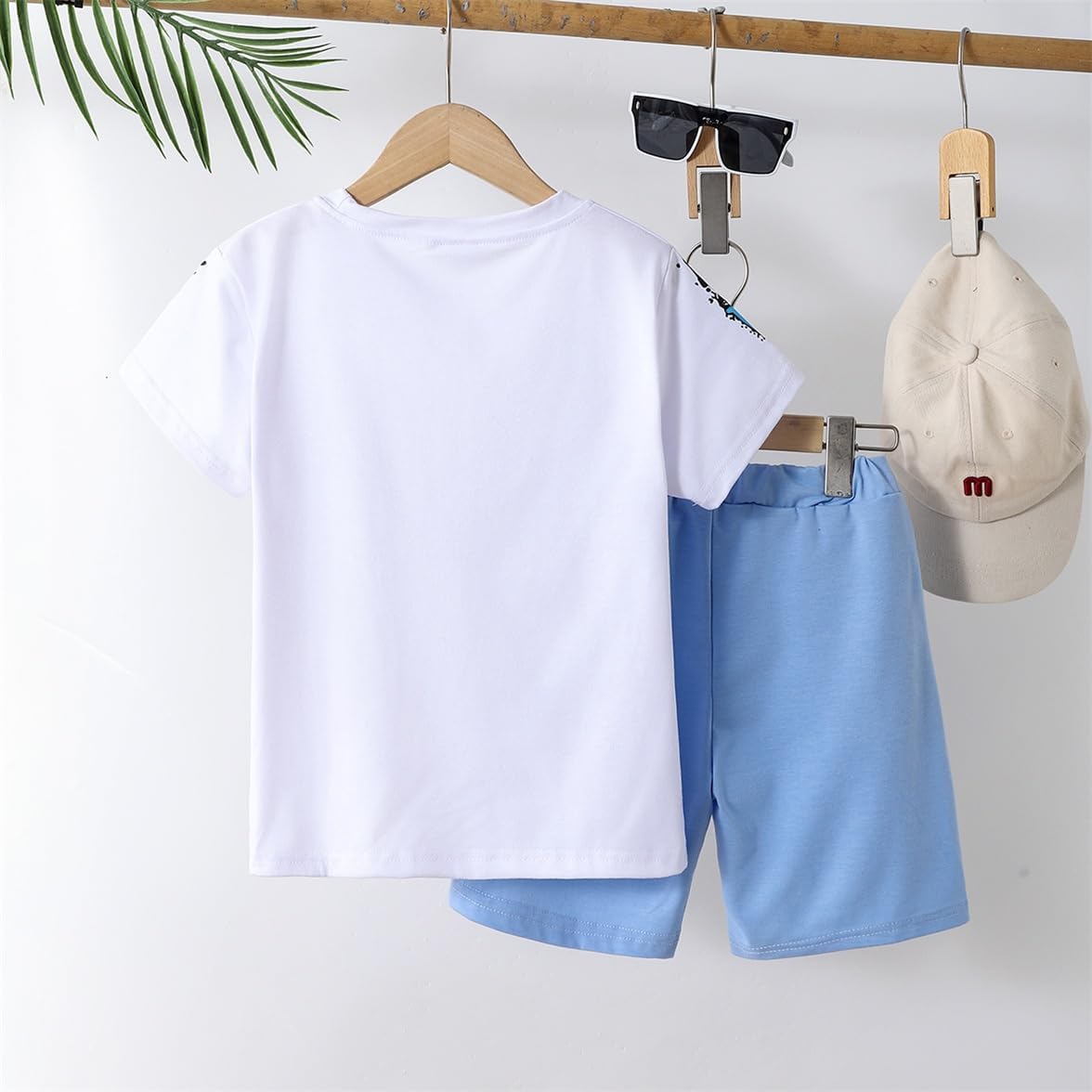 2-Piece Boys Clothes Letter Graphic Print Short Sleeve T-Shirt Kids 6-14 Years Teen Boys Summer Outfits - Image 6