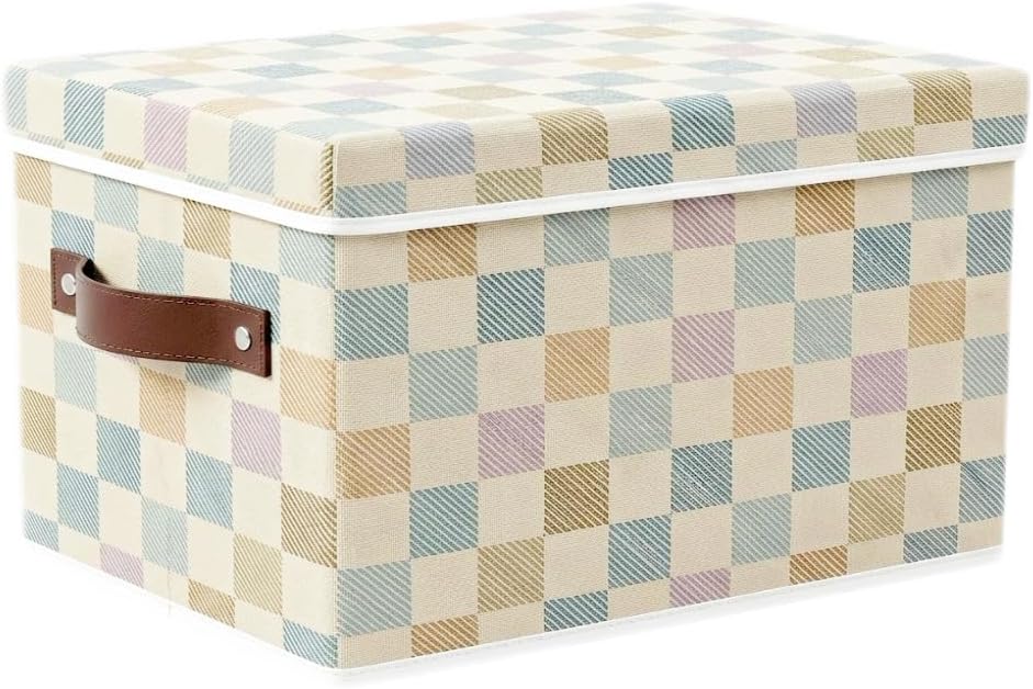 SUREMAX Decorative Storage Boxes with Lids, 19.7x15.7x11.6 in, Pastel Plaid