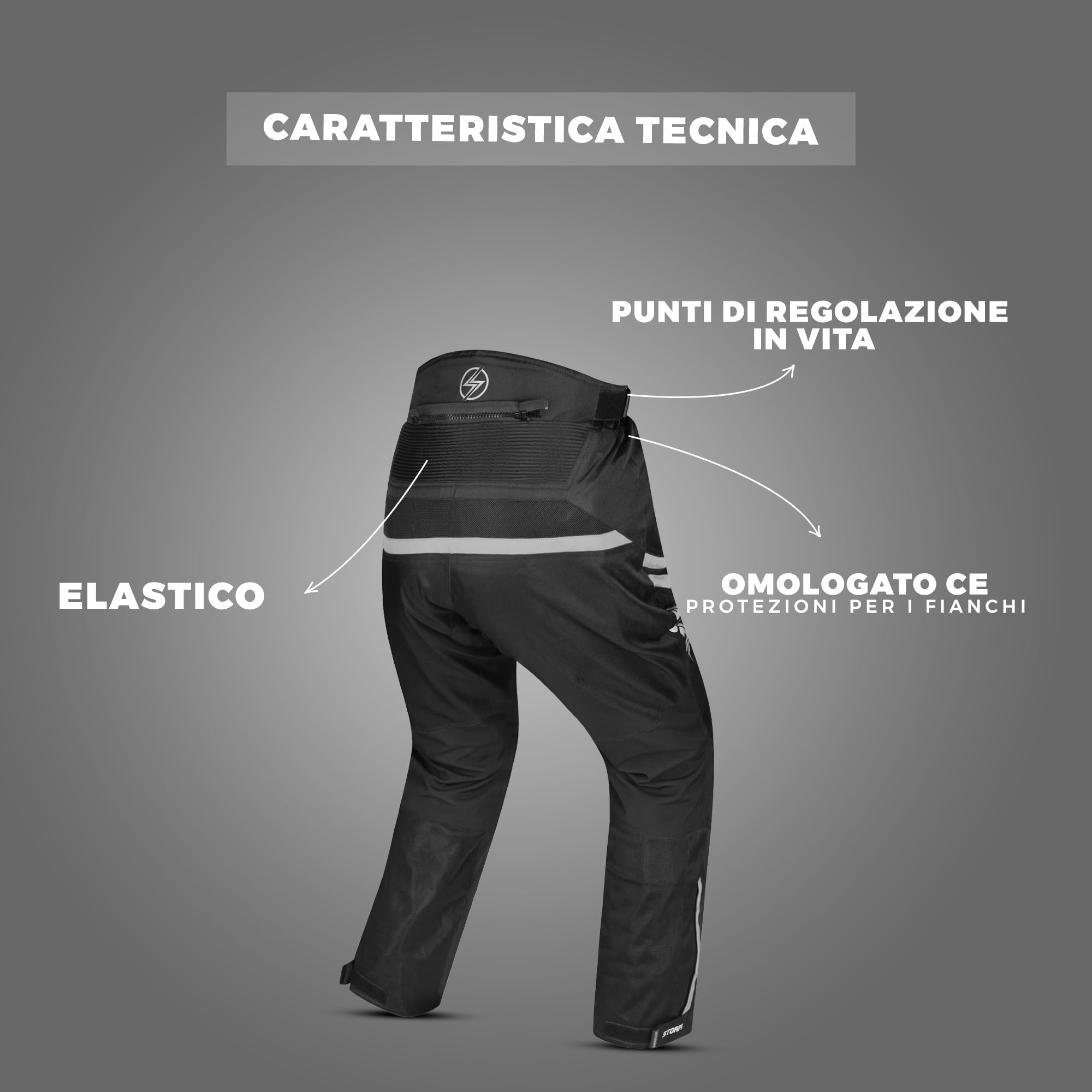 STORM Sommerliche Motorradhose für Herren mit CE-geprüften Protektoren – Hose aus atmungsaktivem Mesh mit abnehmbaren Protektoren an Knie und Hüfte