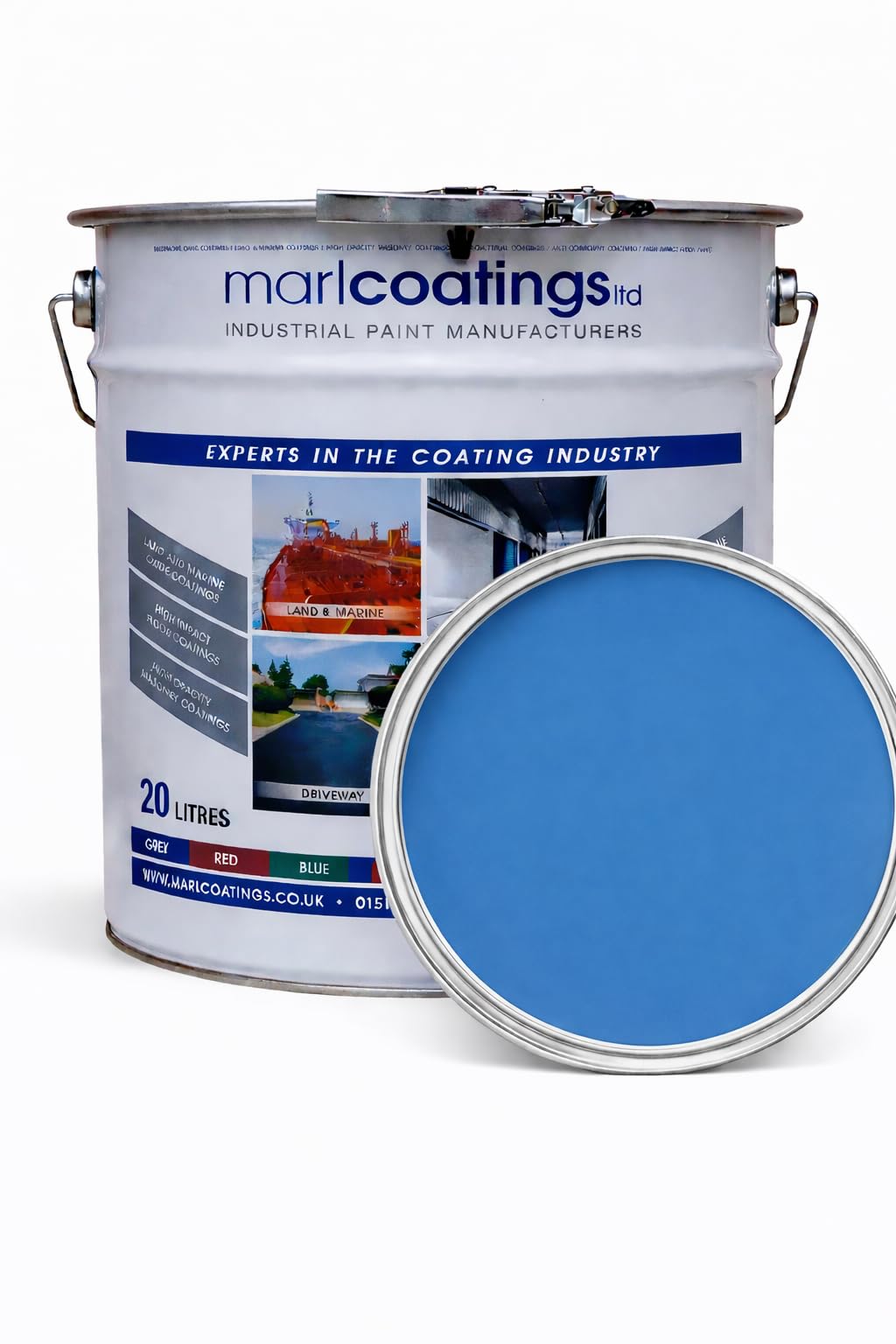 Heavy Duty Hardwearing Polyurethane Concrete Industrial (20L Mid Blue) Semi Gloss Floor Paint, Great for Garages, Car showrooms, Factories and Other uses.