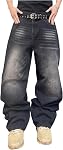 SHENHE Baggy Jeans Y2k Large jambe basse hausse Hip Hop Patineur Jeans Pantalons denim pour homme