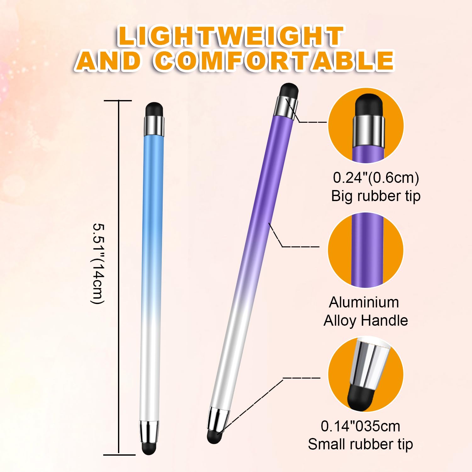 Pennino capacitivo 2 in 1 per touch screen, alta precisione e sensibilità, adatto per iPad/iPhone/Samsung/smartphone Android e tablet, compatibile con tutti i touch screen