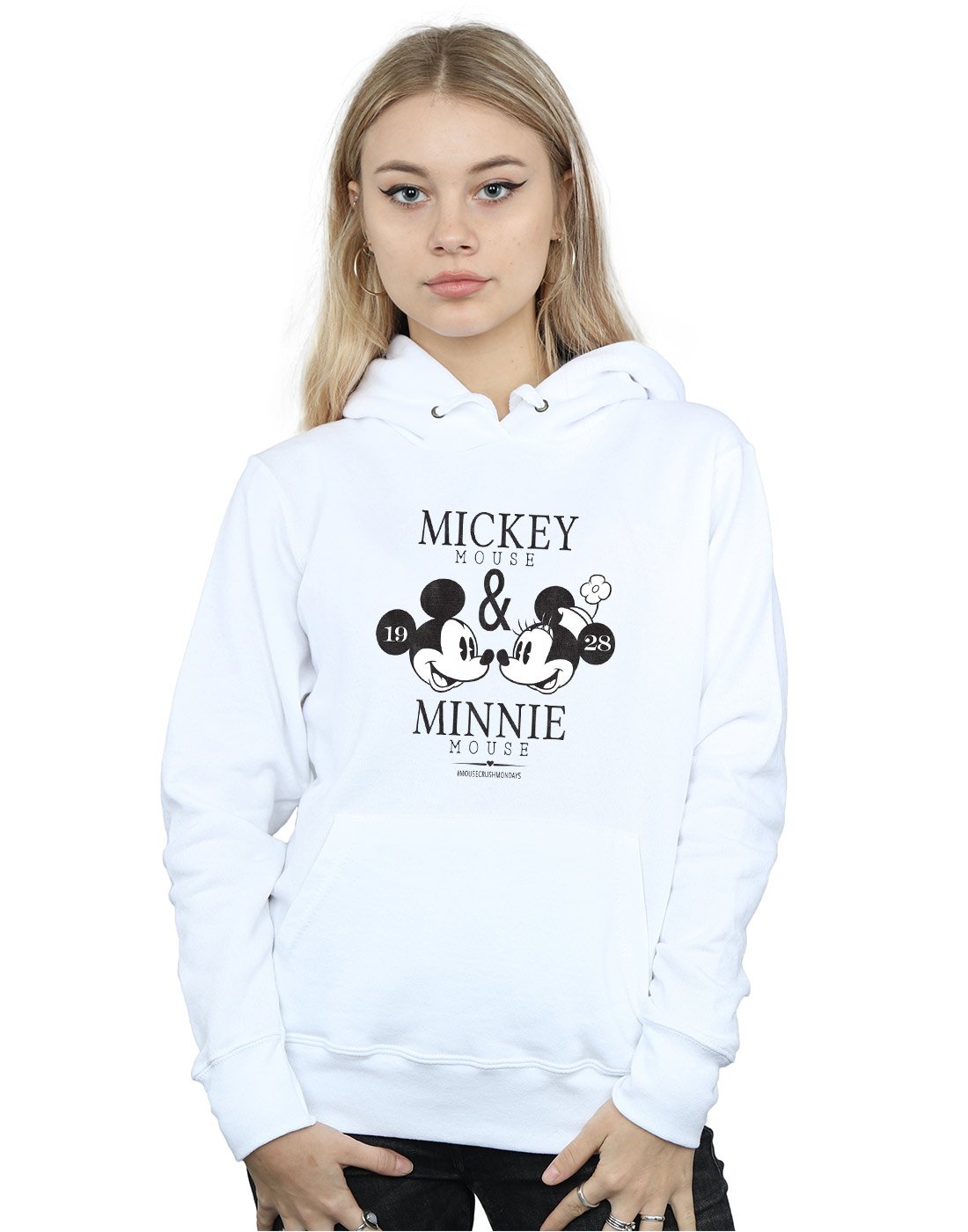 Disney Women's Mickey and Minnie Mouse Mousecrush Mondays Hoodie White XX-Large