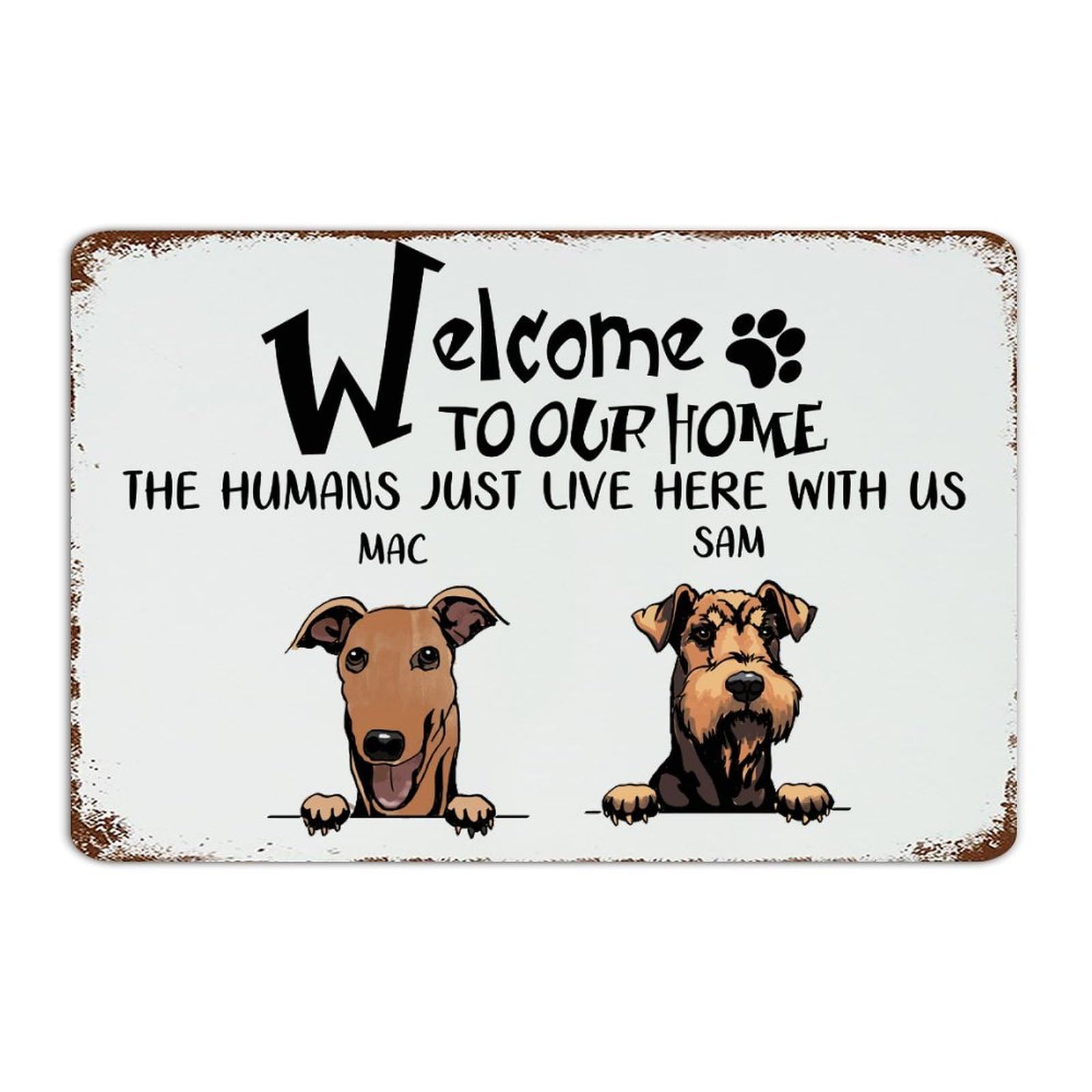 Plaque en métal personnalisée chien et chat pour décoration murale de chambre