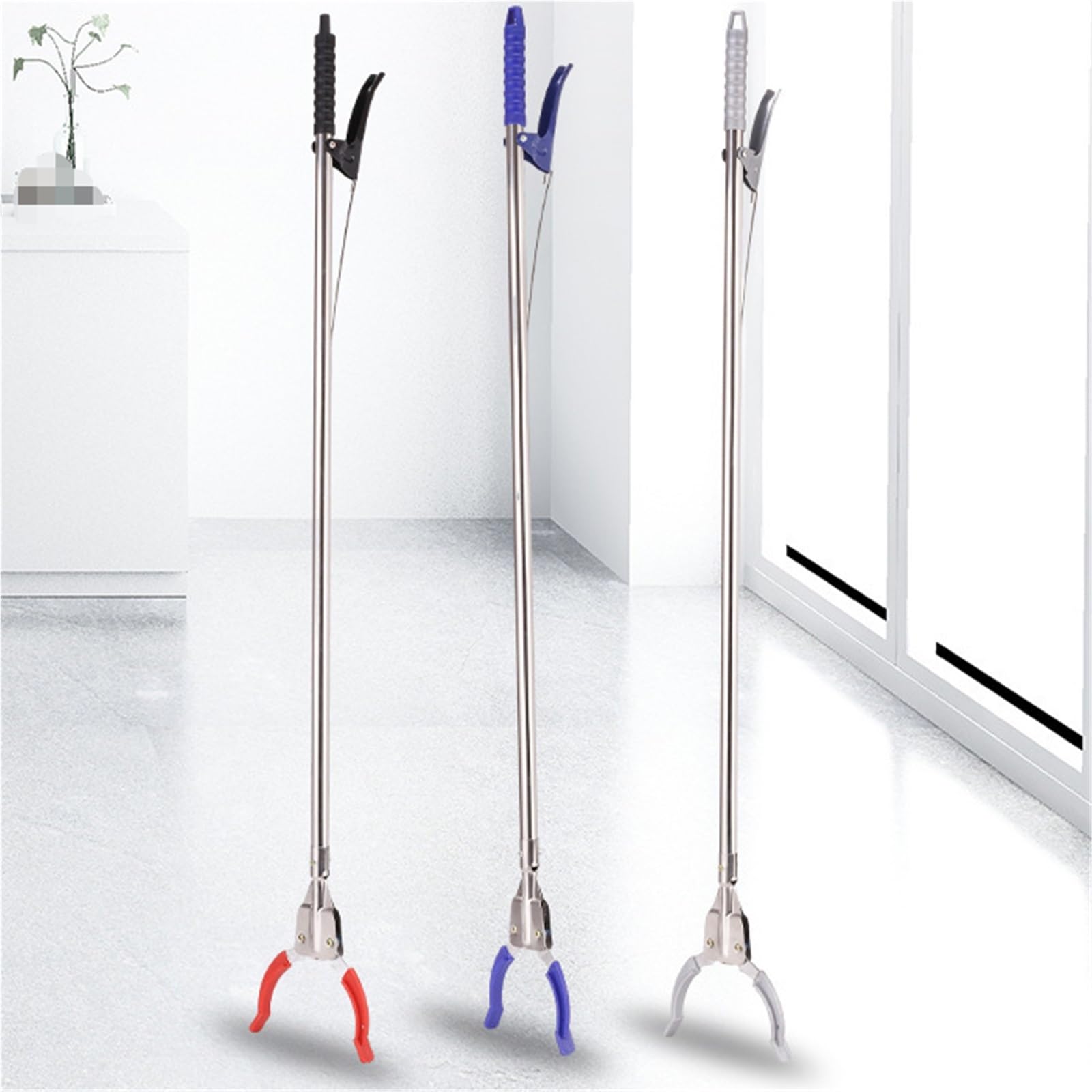 Pinza Raccogli Oggetti per Anziani Raccoglitrice Multifunzionale in Acciaio Inossidabile Grabber Pick-up Handling Tool Reacher Raccoglitori di Rifiuti Pinza Raccogli Rifiuti per Adulti(Rot)