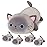 SQEQE Siamese Cat Stuffed Animals 5 in 1, Cute Siamese Cat Plush with 4 Babies in Tummy, Christmas Birthday Gifts for Boys and Girls