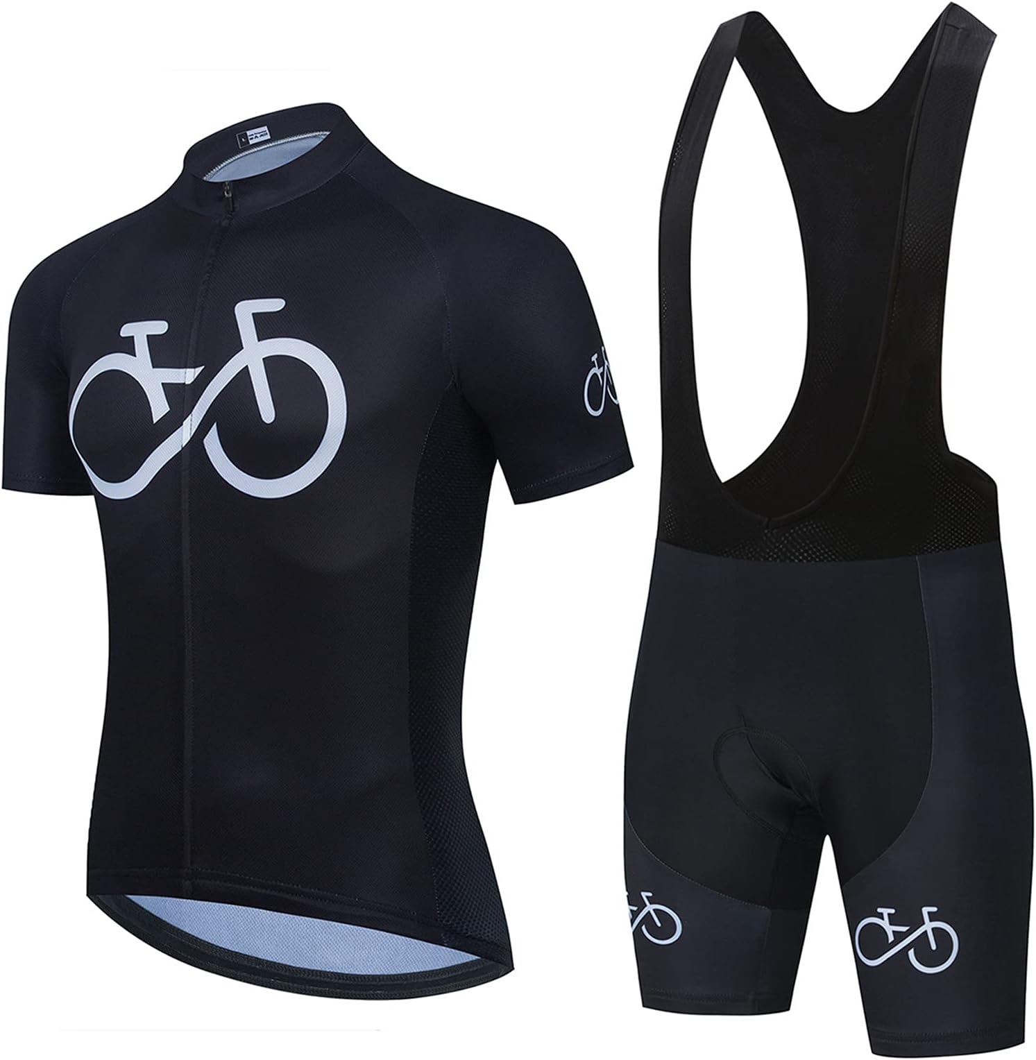 YFFSMen's Summer Cycling Jerseys Suit Short Sleeve Cycling Set Breathable Compression Cycle Clothes Short Sleeve Jersey and 19D Gel Padded Bib Short Pants
