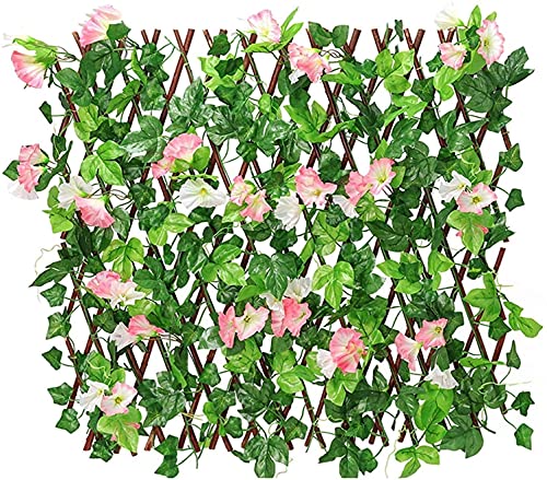 llxyzrzbhd Privacidad Enrejado Vallas Extensibles Setos retráctiles Valla de celosía expansiva con privacidad Flores Valla de jardín Valla de Madera con Hoja de Hiedra Artificial 825(Color:Pink;Siz