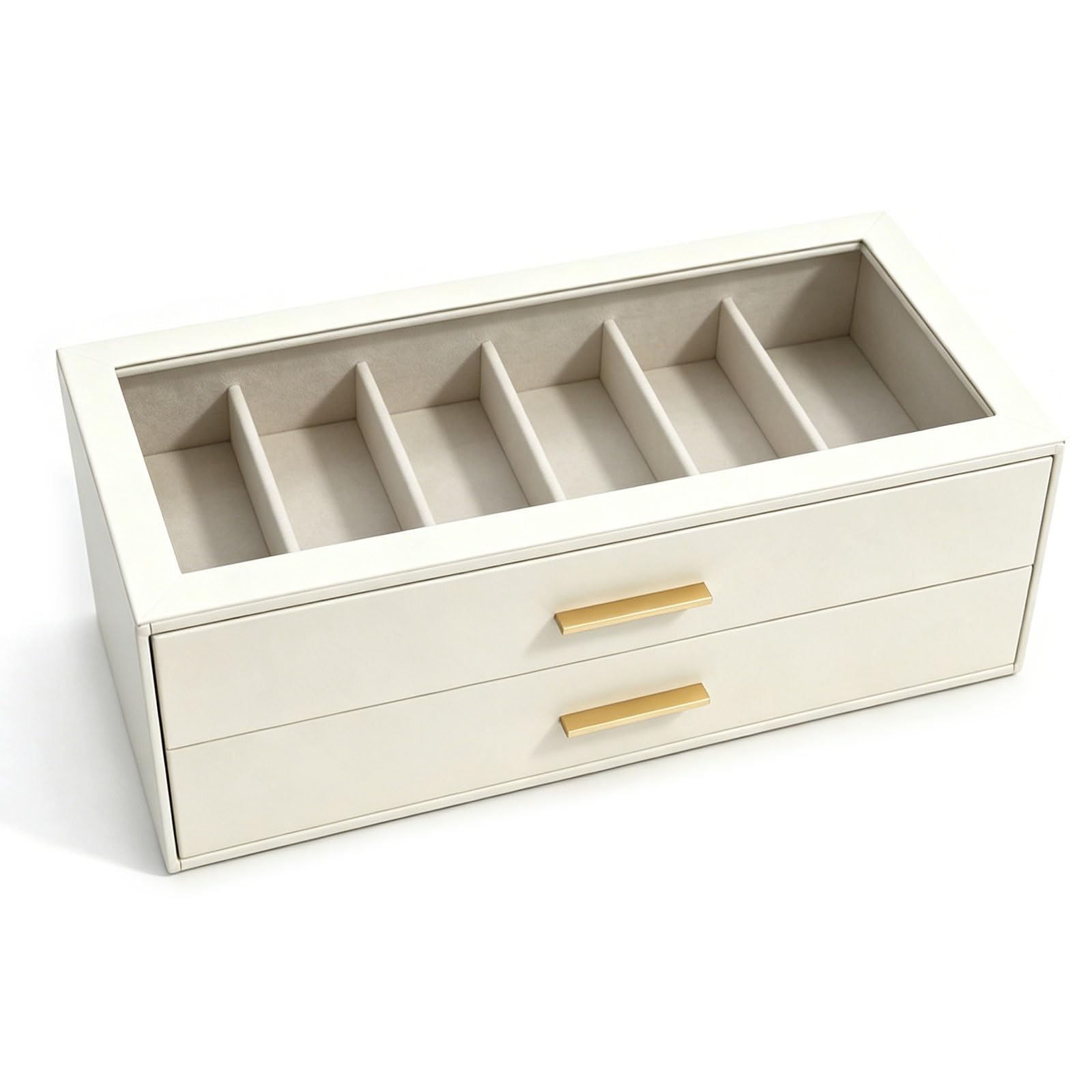 Elnwnnkc Premium Eyeglass Storage Box with 2 Tiers Drawers Sturdy Sunglasses Display Case for Easy Access and Clutter Release Organization Glasses Organizer Drawer