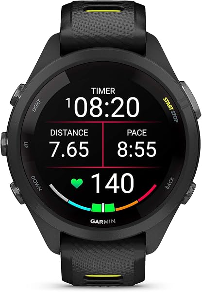 Garmin Forerunner® 265S Running Smartwatch, Colorful AMOLED Display, Training Metrics and Recovery Insights, Black and Amp Yellow - 2