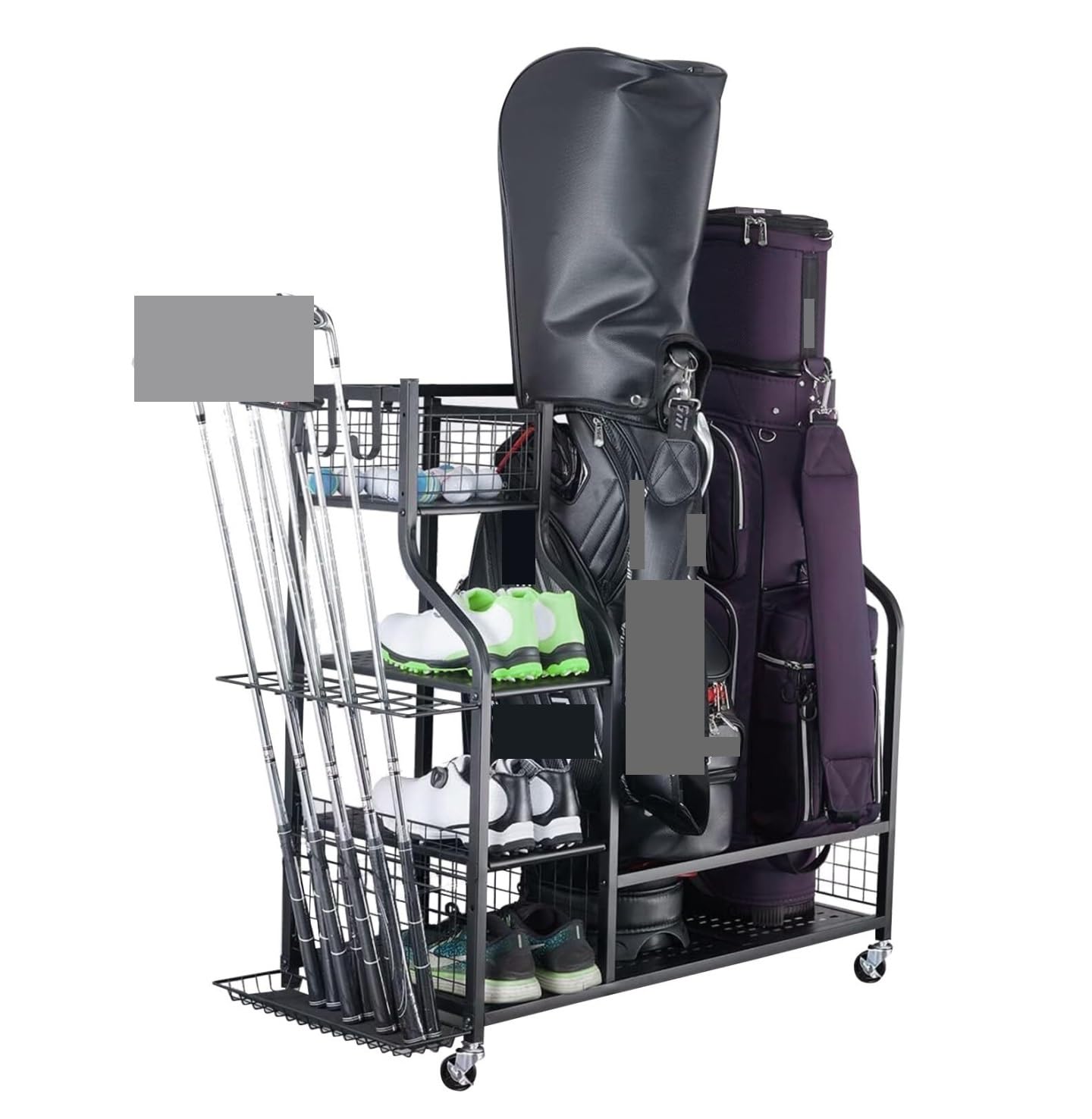 MHbdfsxz Golf Club Organizer For Indoor Outdoor Golf Bag Storage Organizer Fits 2 Bags And Other Sports Equipment Accessories Golf Course Accessories