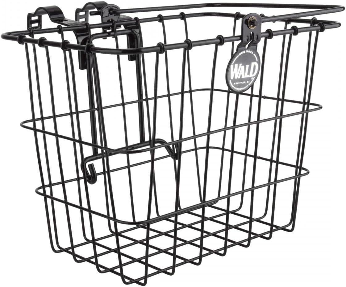 Wald 3114 Compact Front Quick Release Bicycle Basket with Bolt on Clamp (11.75 x 8 x 9, Black)