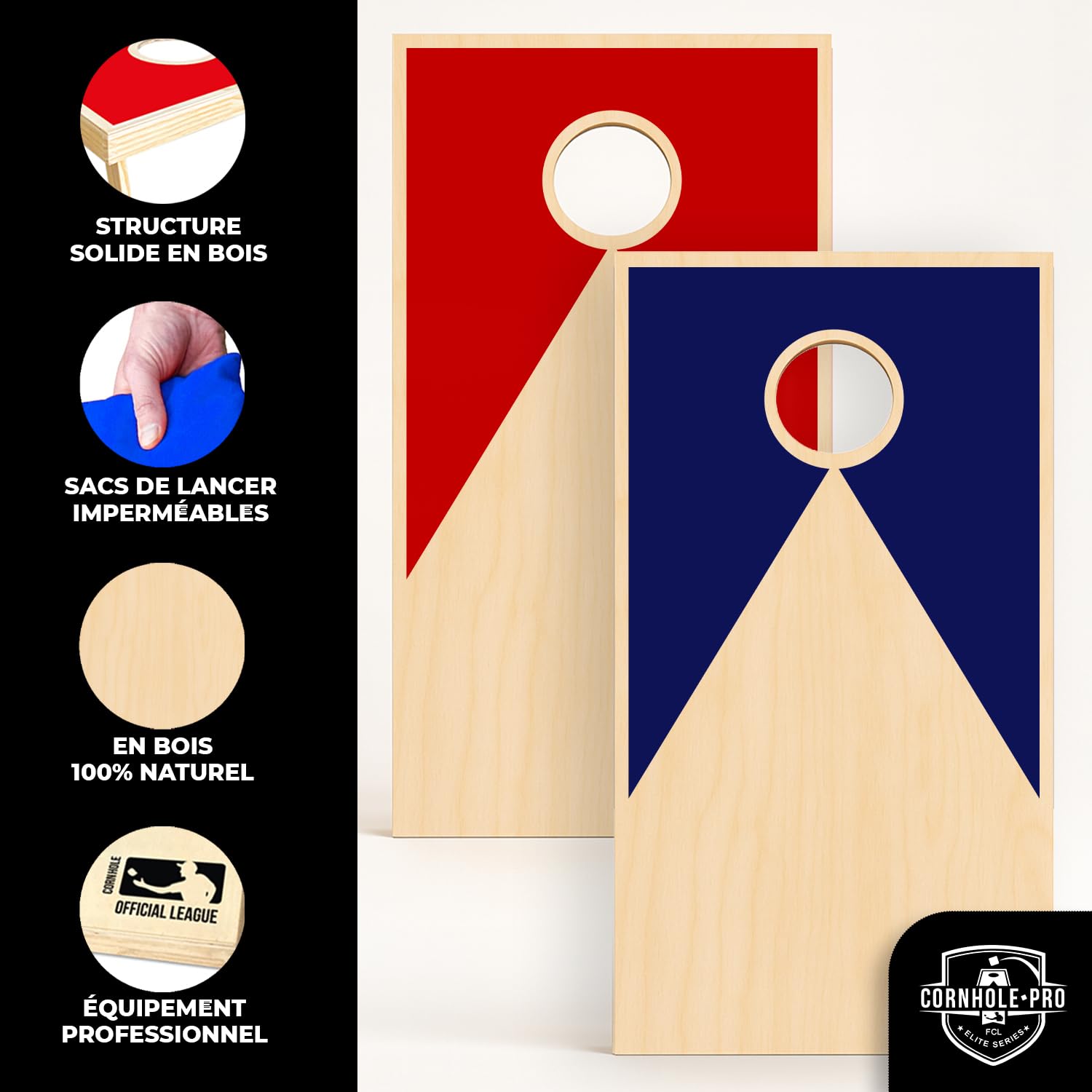 Cornhole Officiel en Aluminium – 90×60 cm – Plateaux Légers & Résistants + 8 Sacs – Set Complet avec Housse de Transport – Jeu Extérieur Adulte pour Jardin, Plage – Original Corner