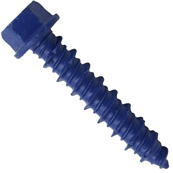 Blue Concrete Anchor Screws 1/4" x 1-1/4" Carbon Steel Hardened - Interior & Exterior Coated Rust and Corrosion Resistant Screws Qty 100