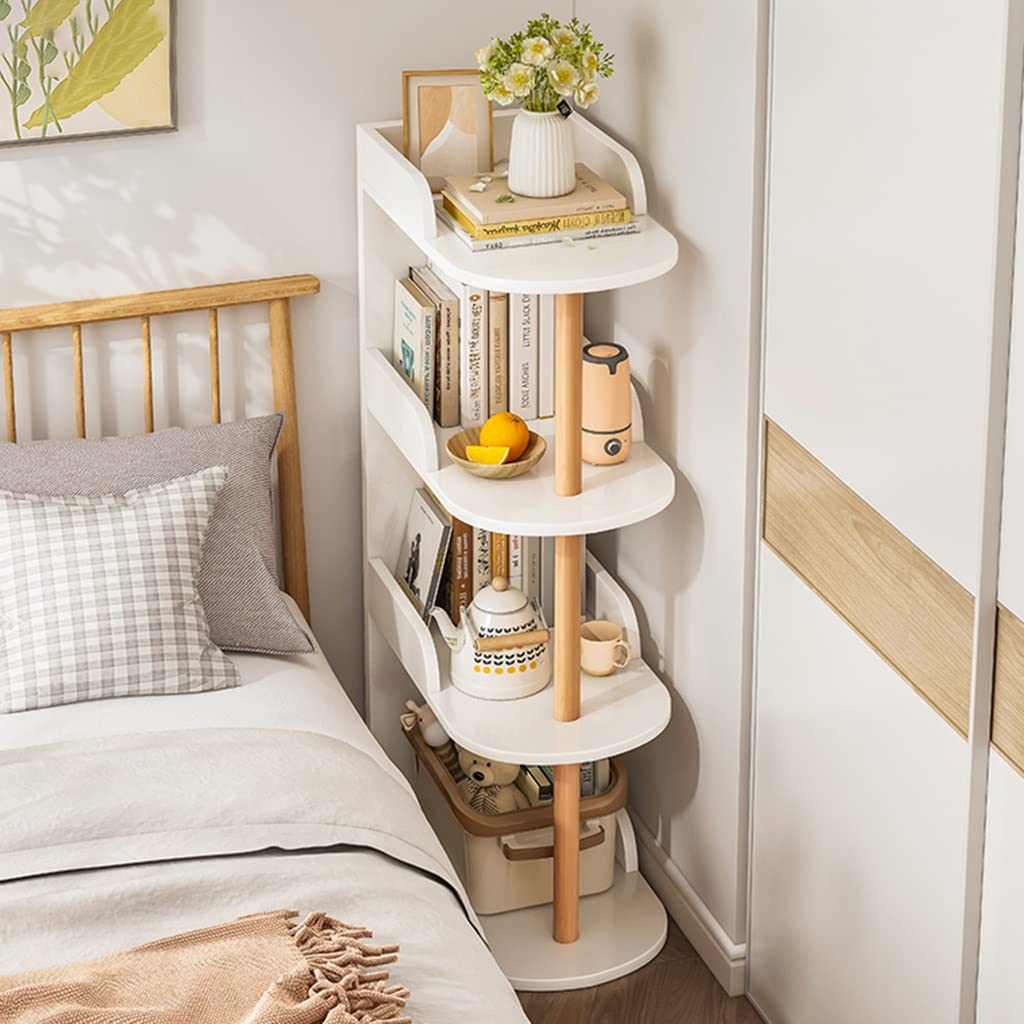 Librería de 2 a 6 Niveles, estantería de Esquina con Escalera Independiente, Estante de exhibición de Almacenamiento de Estilo Moderno para Sala de Estar, Dormitorio, Pasillo, Oficina (Colo