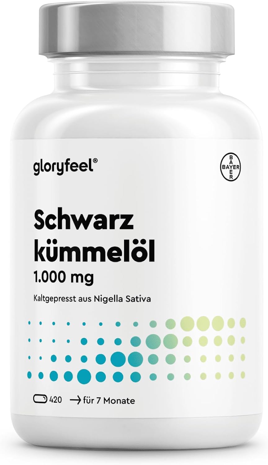 Schwarzkümmelöl 420 Kapseln - 1000mg pro Tagesdosis (original Nigella sativa kaltgepresst) - Öl mit 50% essentielle Fettsäuren & Vitamin E - ohne Zusätze - Laborgeprüft & in Deutschland entwickelt - Amazon product rated Grade B