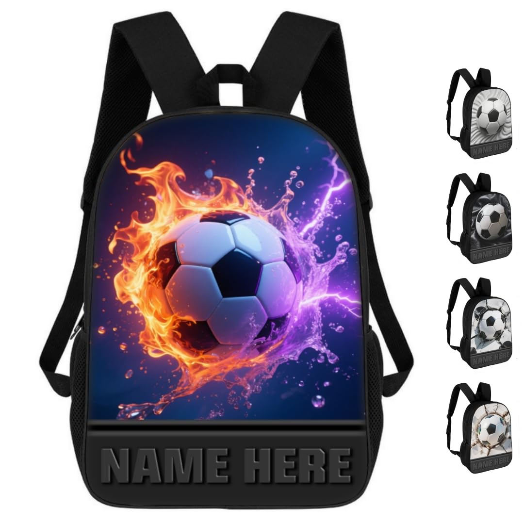 Qygtritvo Personalized Soccer Themed Backpack for Men Women Friends Family Custom Soccer Player Name Adventure Backpack Funny Sport Casual Travel
