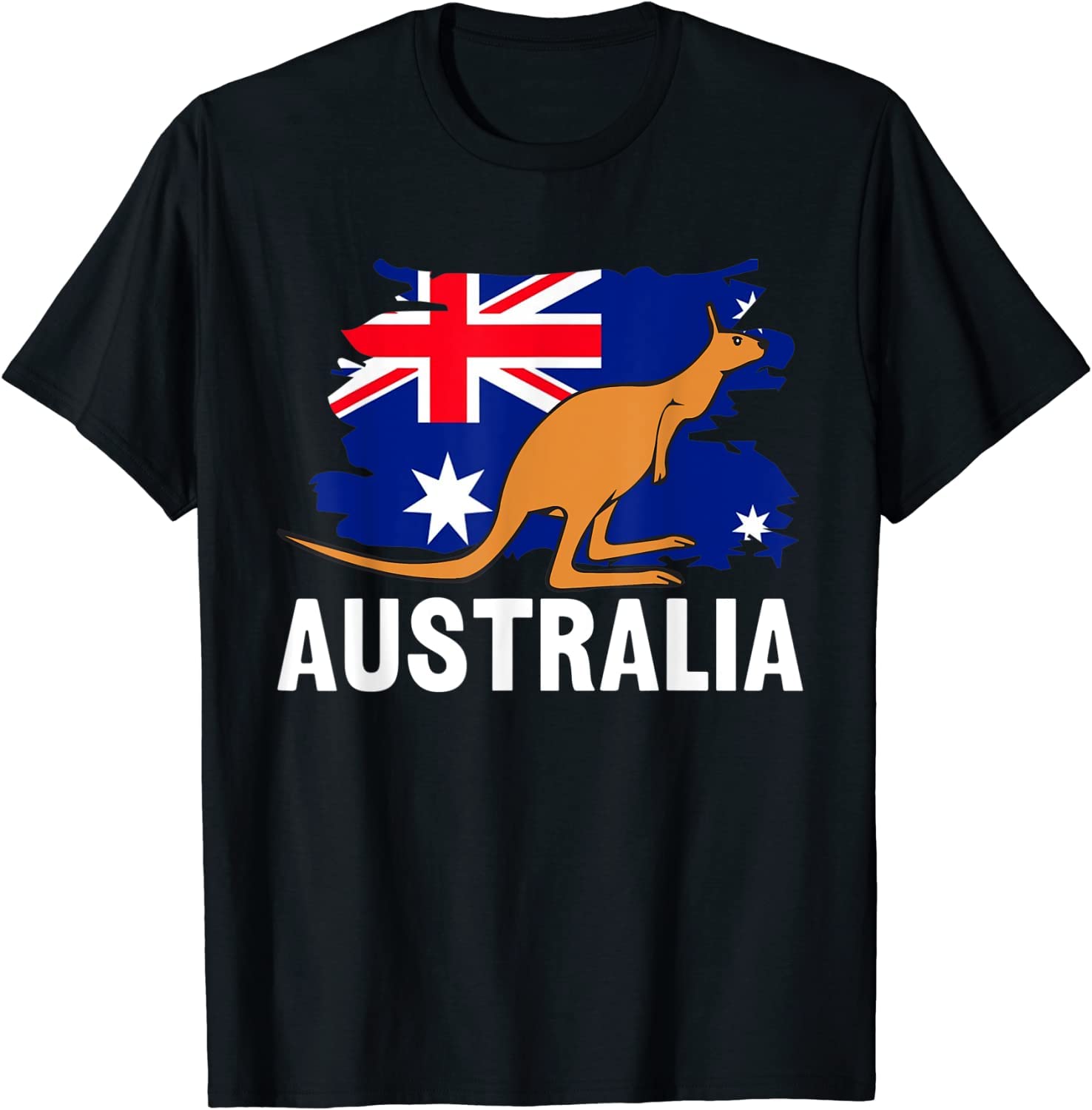 Australia Kangaroo Aussie Australian Flag Souvenir Tourist ds164 T-Shirt Cotton T-Shirt - Regular Fit, Printed T-Shirts for Men 4316