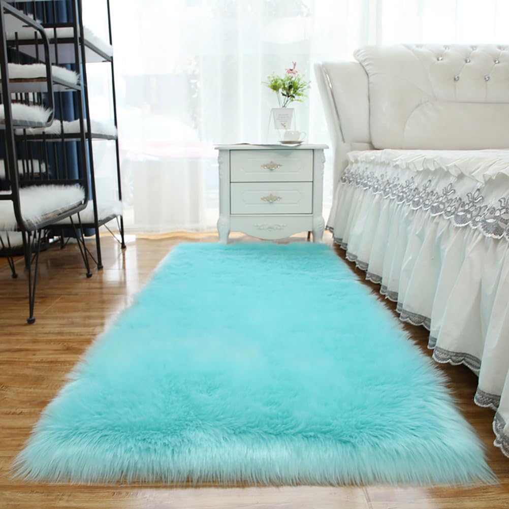 Fluffy Deep-Pile Rug, Washable Rug Living Room Anti-Slip Bedroom Rugs Soft Modern Rugs Mats for Rooms Bedside Rug Mat,blue,120 * 180cm