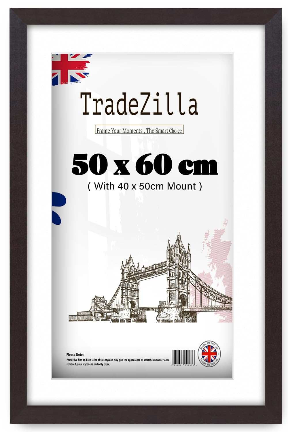 TradeZilla ® | Large Mahogany Picture Frame (50 x 60 cm) Photo Frame with 50 x 40 cm White Mount | 24 x 20 for Wall Poster 500 x 600 mm [ Mahogany ]