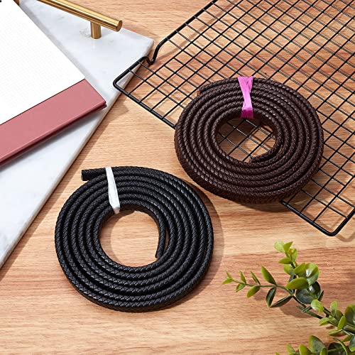 GORGECRAFT 2 Yards 12mm Fold Flat Braided Genuine Leather Strap Cord Leather String Lace Strips Braiding String Roll for Jewelry Making DIY Craft Braided Bracelets Belts Keychains(Coconut Brown) - Image 4