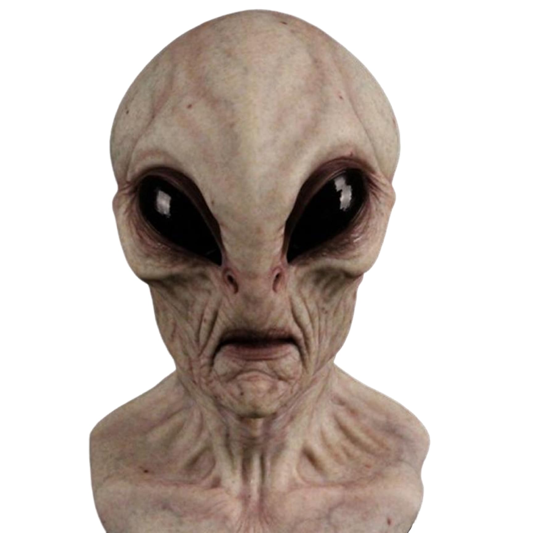 Obelunrp Halloween Alien Mask, Latex Full Head Mask, Scary Realistic Alien Head Cover for Halloween Cosplay Party Props Costume (Style 2)