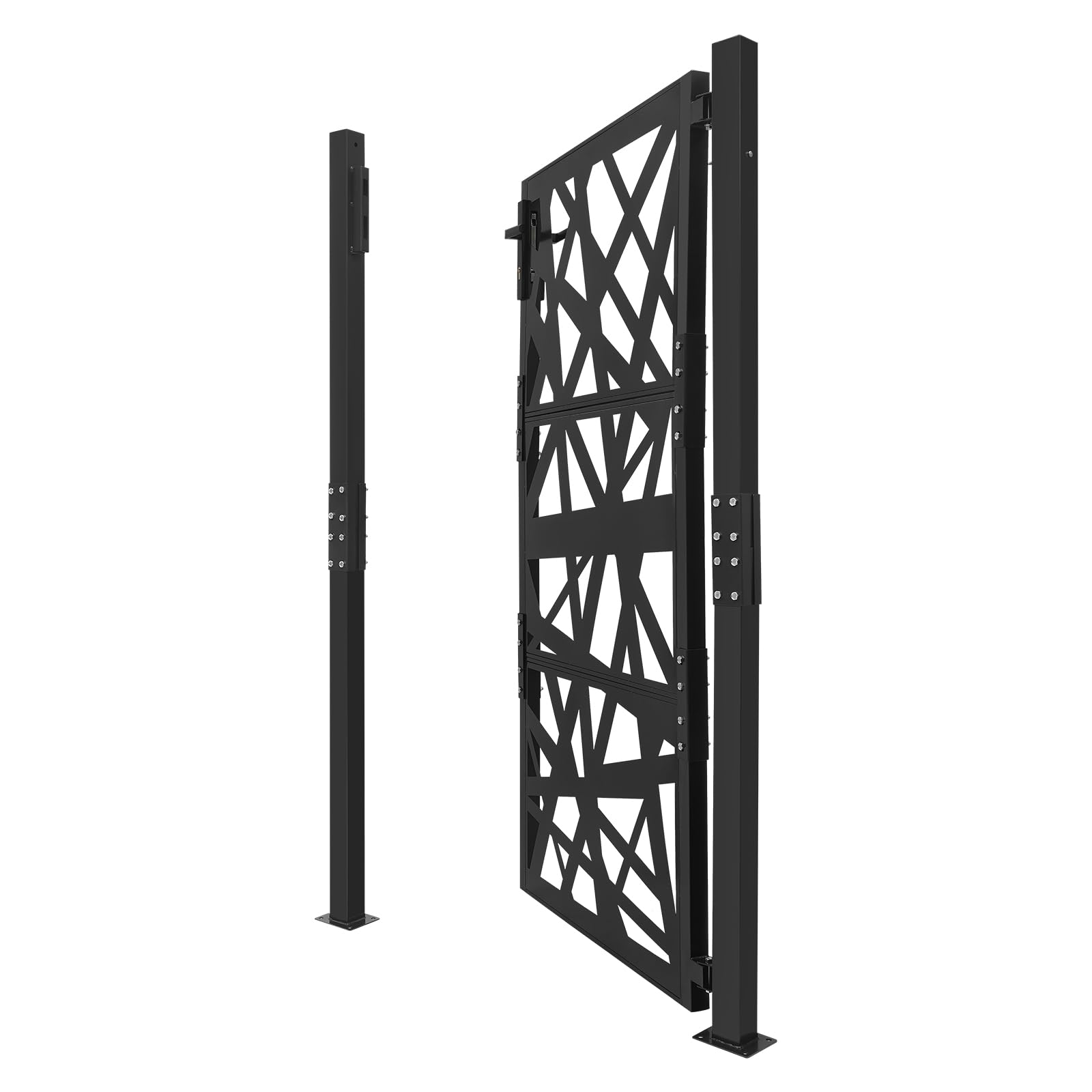 105 x 175 cm, cancello da giardino in metallo, con serratura, in acciaio, per giardino, terrazza, cancello esterno, cancello di sicurezza, cancello d'ingresso, recinzione da giardino (nero)