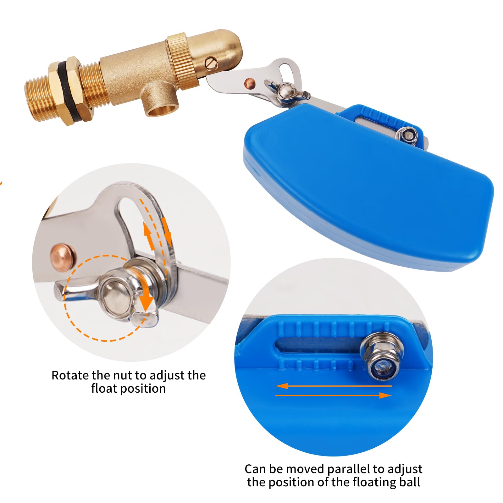 3/4" Schwimmerventil Aus Messing 3/4 Zoll Ventil mit Schwimmer mit verstellbarem Arm Auto Fill Feed Befeuchter Für Automatische Viehtränken Wassertank Aquarien (3/4")