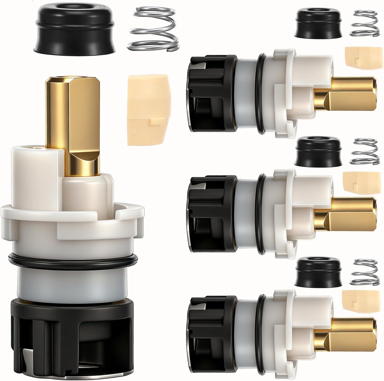 4-Pack RP25513 Faucet Stem Replacement with Delta Two Handle Faucet and RP24096 Faucet Cartridge Repair Kit, with RP24097 1/4 Turn Stop, RP4993 Seat and Spring (4)