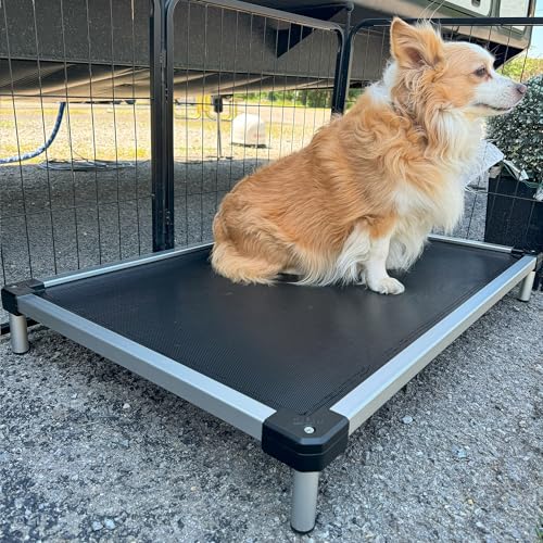 FXW TitanNest Cooling Chew-Proof Elevated Dog Bed, Washable Raised Cot for Outdoor/Camping/Indoor Use, Waterproof & Durable Pet Bed for Medium and Large Dogs, 42-Inch, Black